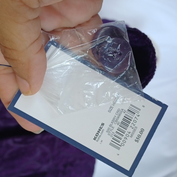 Croft & Barrow Jacket M Dark Purple Scrolls Pockets, 20" PTP, 22"L - Picture 3 of 8